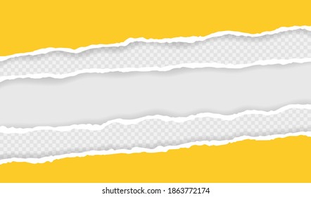Tiras de papel horizontales de cuadrado despedazado para texto o mensaje. Borde de papel roto. Tiras de papel rotas. Ilustración vectorial.