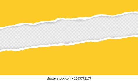 Ripped squared horizontal paper strips for text or message. Torn paper edge. Torn paper stripes. Vector illustration.