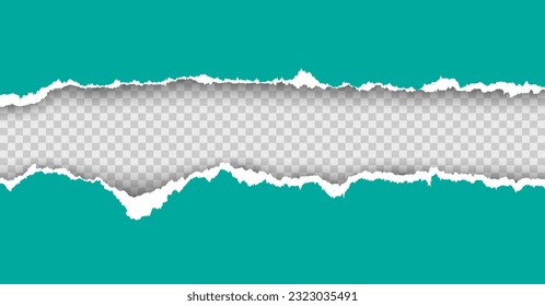 Ripped squared horizontal paper strips for text or message. Torn paper edge. Torn paper stripes. Vector illustration 10 eps.