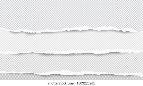 Ripped squared horizontal white paper strips for text or message are on white background. Vector illustration