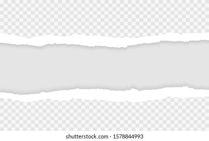 Tiras de papel cuadradas arrancadas para texto o mensaje. Papel de nota desgarrada