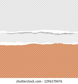 Ripped squared white and orange paper for text or message are on white background. Vector illustration