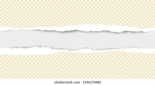 Ripped squared yellow paper for text or message are on white background. Vector illustration