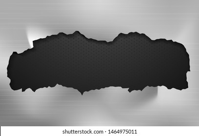 Ripped steel on metal background. Torn paper or steel texture. Metal background design in EPS10 vector illustration.