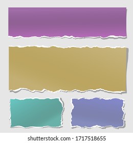 Ripped strips, notebook, note paper for text or message 
