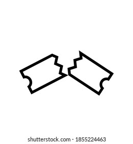 Ripped ticket silhouette icon. Clipart image isolated on white background