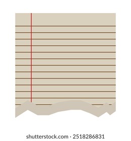 Ripped torn blank notebook lined page sheet vector design element