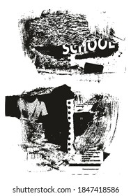 Rumpf und gedrehtes Papier, Hintergrund Grunge Punk Stil High-Detail abstrakter Vektorhintergrundsatz Set 