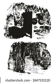 Rumpf und gedrehtes Papier, Hintergrund Grunge Punk Stil High-Detail abstrakter Vektorhintergrundsatz Set 