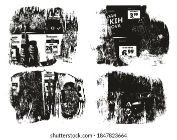 Rumpf und gedrehtes Papier, Hintergrund Grunge Punk Stil High-Detail abstrakter Vektorhintergrundsatz Set 