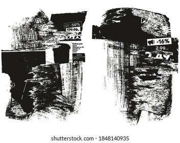 Rumpf und gedrehtes Papier, Hintergrund Grunge Punk Stil High-Detail abstrakter Vektorhintergrundsatz Set 