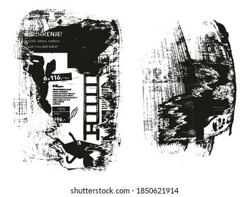 Rumpf und gedrehtes Papier, Hintergrund Grunge Punk Stil High-Detail abstrakter Vektorhintergrundsatz Set 