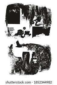 Rumpf und gedrehtes Papier, Hintergrund Grunge Punk Stil High-Detail abstrakter Vektorhintergrundsatz Set 