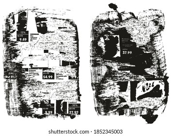 Rumpf und gedrehtes Papier, Hintergrund Grunge Punk Stil High-Detail abstrakter Vektorhintergrundsatz Set 