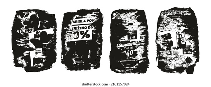 Ripped And Torn Paper Background Grunge Punk Style High Detail Abstract Vector Background Set 