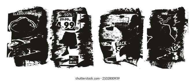 Ripped And Torn Paper Background Grunge Punk Style High Detail Abstract Vector Background Set 