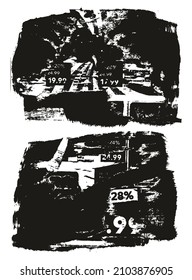 gekrapptes und gedrehtes Papier, Hintergrund Grunge Punk Stil High-Detail abstraktes Vektorhintergrundsatz Set 