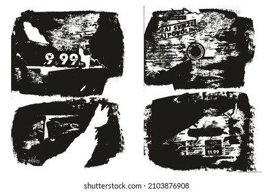 gekrapptes und gedrehtes Papier, Hintergrund Grunge Punk Stil High-Detail abstraktes Vektorhintergrundsatz Set 