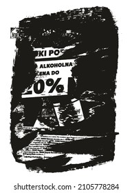 gekrapptes und gedrehtes Papier, Hintergrund Grunge Punk Stil High-Detail abstraktes Vektorhintergrundsatz Set 