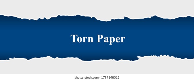 ripped torn paper banner in white and blue color