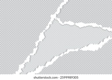 Ripped Torn paper sheet edge on Blank background with curled page, Chile Map for design, Long Shadow, Flat Design