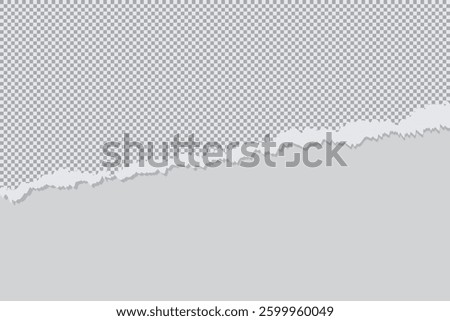 Ripped Torn paper sheet edge on Blank background with curled page, Chile Map for design, Long Shadow, Flat Design