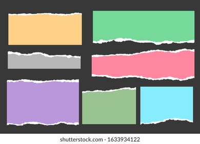 ripped torn paper sheets collection in many colors