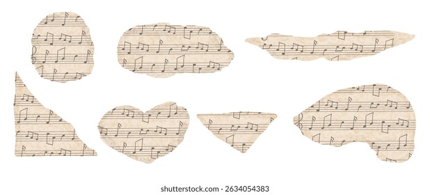 Ripped vintage music paper for collage design