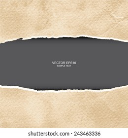 Ripped vintage paper texture with area for copy space. Vector illustration.