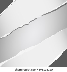 Ripped white notebook sheet, torn paper in corners