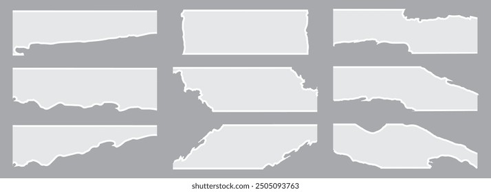 Ripped white paper sheets vector illustration set