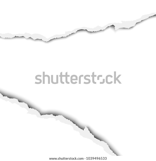 Ripped wide hole in sheet of paper. Vector\
template paper design.