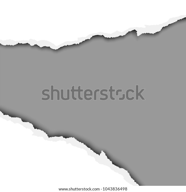 Ripped\
wide hole in sheet of paper with dark gray background of the\
resulting window. Vector template paper\
design.