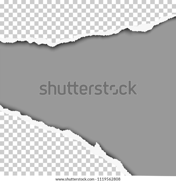 Ripped wide hole\
in transparent sheet of paper with gray background of the resulting\
window. Vector\
illustration.