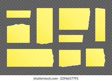 Ripped Yellow Sticky Note Vector Illustration Set