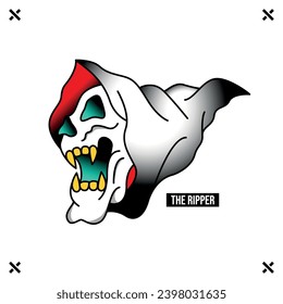 The ripper flash tattoo. Old school ripper flash. Traditional tattoo vector