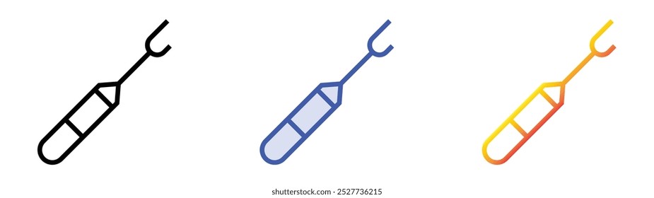 Ripper-Symbol. Lineares, blaues Füllungs- und Farbverlauf-Design einzeln auf weißem Hintergrund