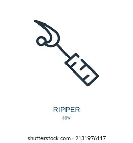 ripper thin line icon. equipment, machine linear icons from sew concept isolated outline sign. Vector illustration symbol element for web design and apps.