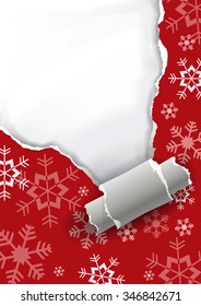Ripping christmas paper background. 
Red ripping christmas paper background with place for your text or image. Vector  available.
