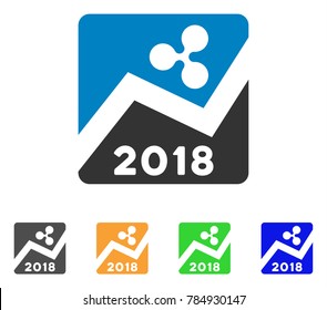 Ripple 2018 Exchange Market icon. Vector illustration style is a flat iconic ripple 2018 exchange market symbol with gray, yellow, green, blue color versions. Designed for web and software interfaces.