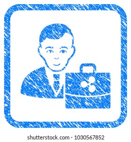 Ripple Accounter rubber seal stamp watermark. Icon vector symbol with grunge design and unclean texture inside rounded square frame. Scratched blue sign on a white background.