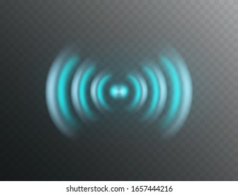 Ripple Alarm Sign Isolated On Transparent Background. Vector Pain Wave Icon. Blue Sound Impact Effect Symbol Or Ripple Water Icon Template.
