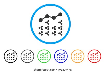 Ripple Analytics rounded icon. Style is a flat gray symbol inside light blue circle with additional colored versions. Ripple Analytics vector designed for web and software interfaces.