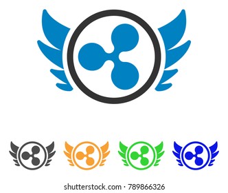 Ripple Angel Investment icon. Vector illustration style is a flat iconic ripple angel investment symbol with gray, yellow, green, blue color versions. Designed for web and software interfaces.