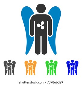 Ripple Angel Investor icon. Vector illustration style is a flat iconic ripple angel investor symbol with grey, yellow, green, blue color variants. Designed for web and software interfaces.