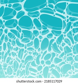 Ripple aqua textured surface background. Sea or ocean water geometric pattern, top view