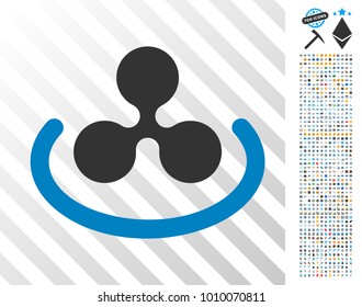 Ripple Area icon with 700 bonus bitcoin mining and blockchain graphic icons. Vector illustration style is flat iconic symbols designed for bitcoin apps.