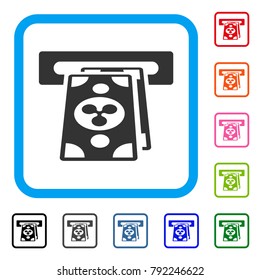 Ripple ATM Terminal icon. Flat gray iconic symbol in a blue rounded squared frame. Black, gray, green, blue, red, orange color versions of ripple atm terminal vector. Designed for web and software UI.