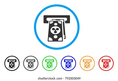 Ripple ATM Terminal rounded icon. Style is a flat grey symbol inside light blue circle with bonus colored variants. Ripple ATM Terminal vector designed for web and software interfaces.