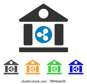 Ripple Bank Building icon. Vector illustration style is a flat iconic ripple bank building symbol with grey, yellow, green, blue color versions. Designed for web and software interfaces.